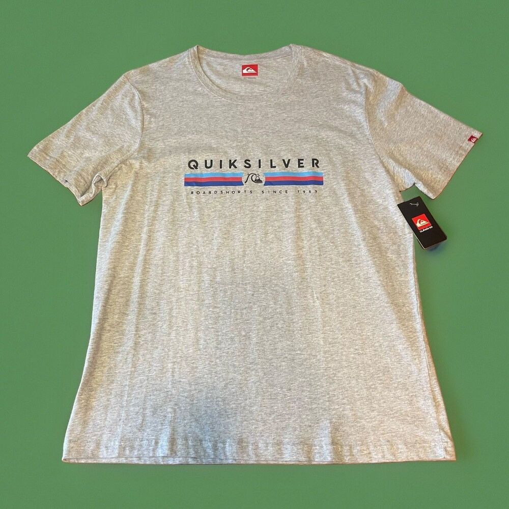 Quiksilver T-Shirt Mens Large Gray Boardshorts Since 1969 Graphic Surf Tee